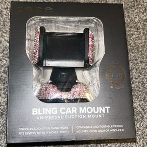 BEBE Bling Car Mount Crystal Dashboard Phone Holder Up to 4” W 360 Full Rotation